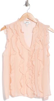 JASON WU Ruffle Front Sleeveless Button-Up Top