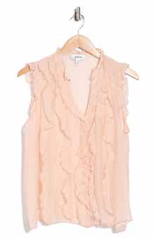 JASON WU Ruffle Front Sleeveless Button-Up Top