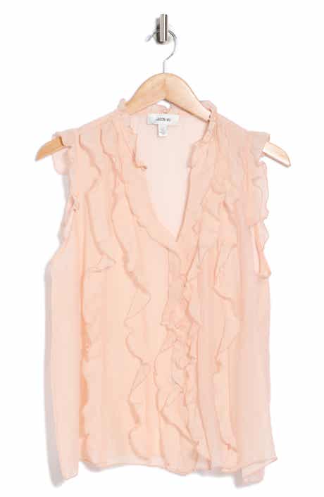 JASON WU Ruffle Front Sleeveless Button-Up Top