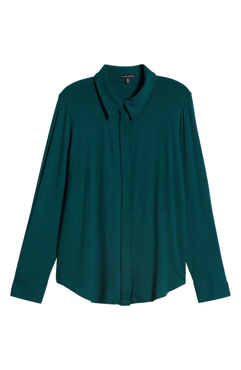 Universal Standard Elbe Button-Up Shirt, Alternate, color, Forest Green