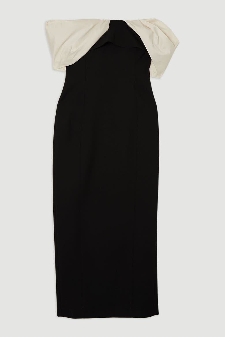 Tailored Taffeta Sleeve Maxi Dress, Alternate, color, Mono