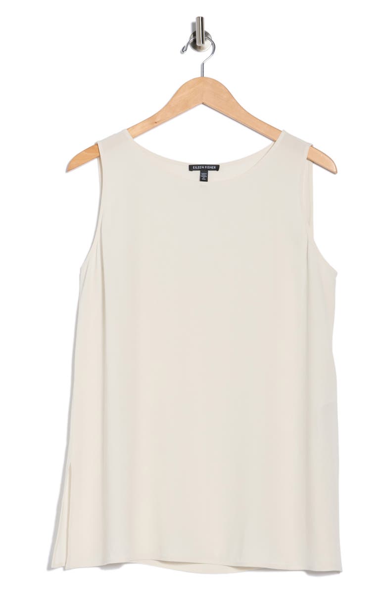 Eileen Fisher Sleeveless Silk Tunic Top, Main, color, Bone