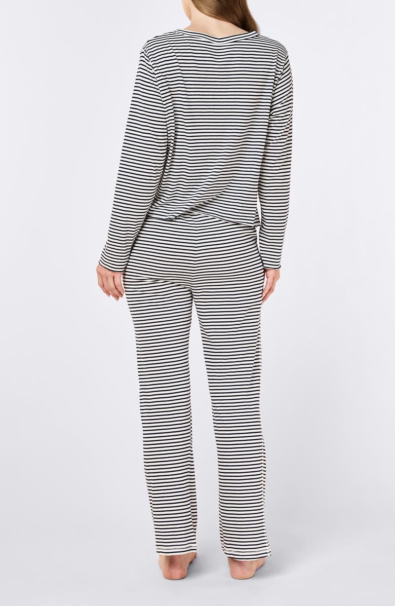 Papinelle Jada Stripe Organic Cotton Pajamas, Alternate, color, Navy / White Stripe