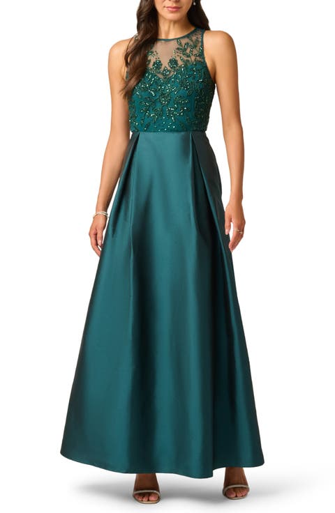 Beaded Mesh & Taffeta Ballgown