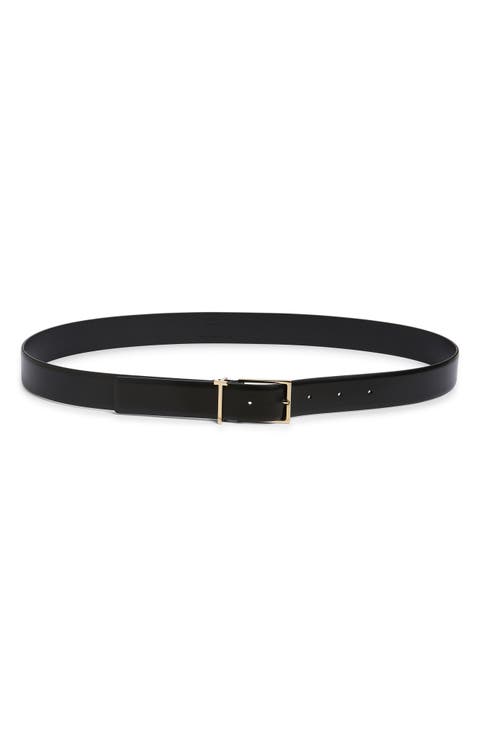 Metal T Smooth Leather Belt