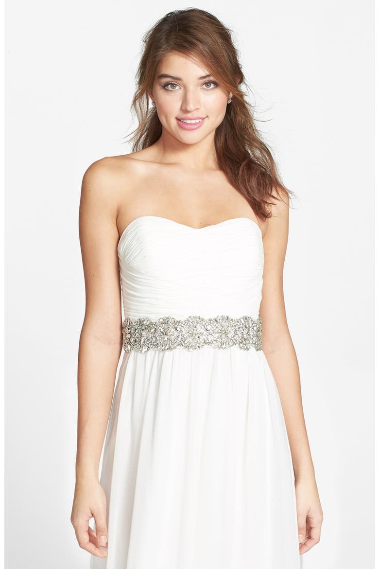 'Ginger - Dramatic' Crystal Belt, Main, color, IVORY ORGANZA