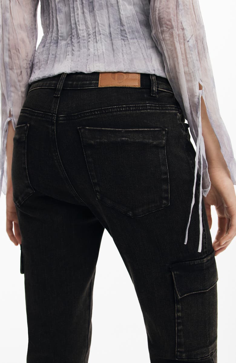 Desigual Danubio Ankle Skinny Cargo Jeans, Alternate, color, 