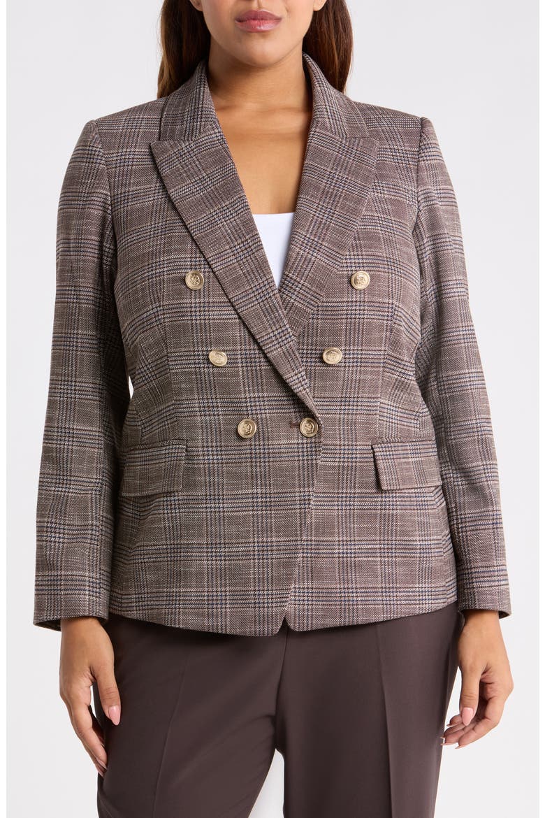 Plaid Double Breasted BlazerPlaid Double Breasted Blazer, Alternate, color, ESPRESSO IVORY