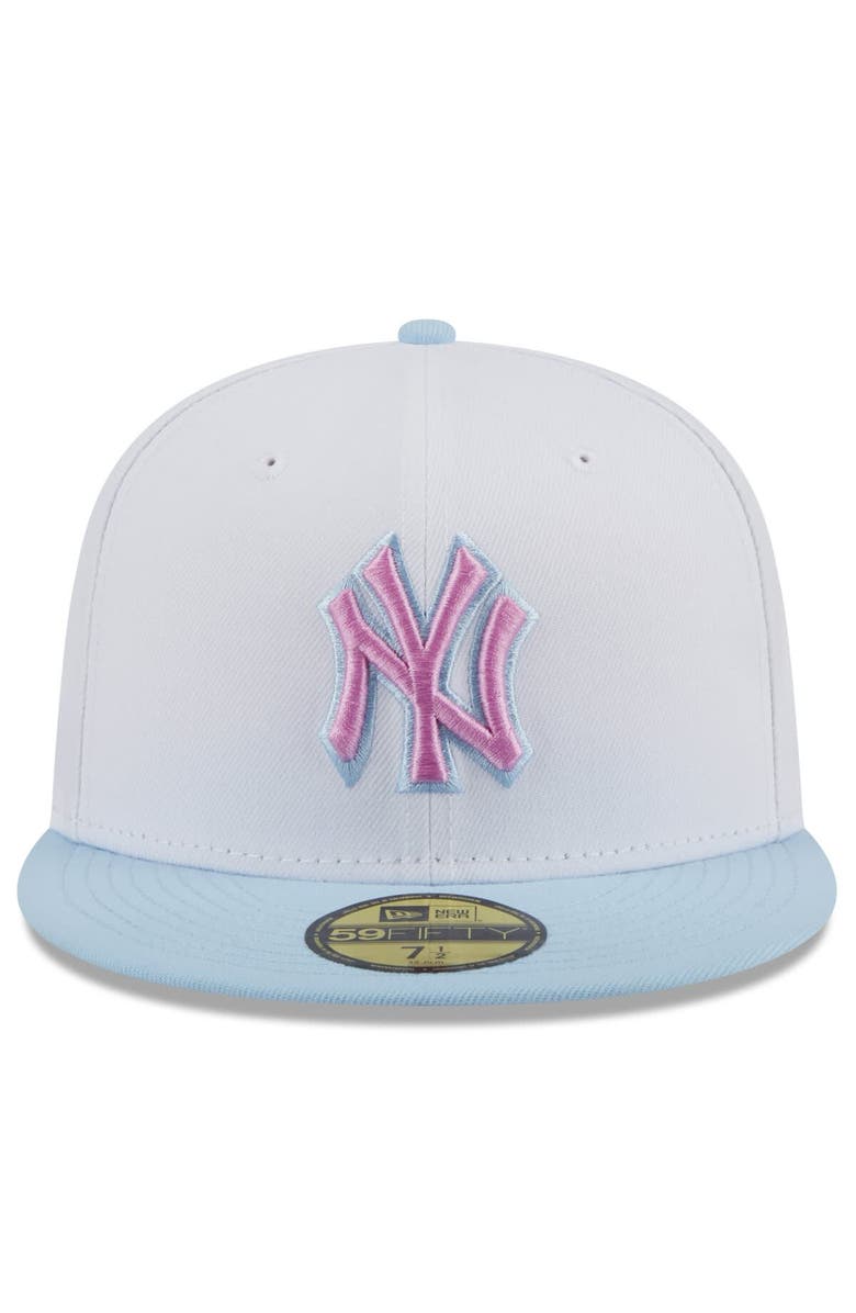 New Era Men's New Era Light Blue New York Yankees Spring Color Basic Two-Tone 59FIFTY Fitted Hat, Alternate, color, 