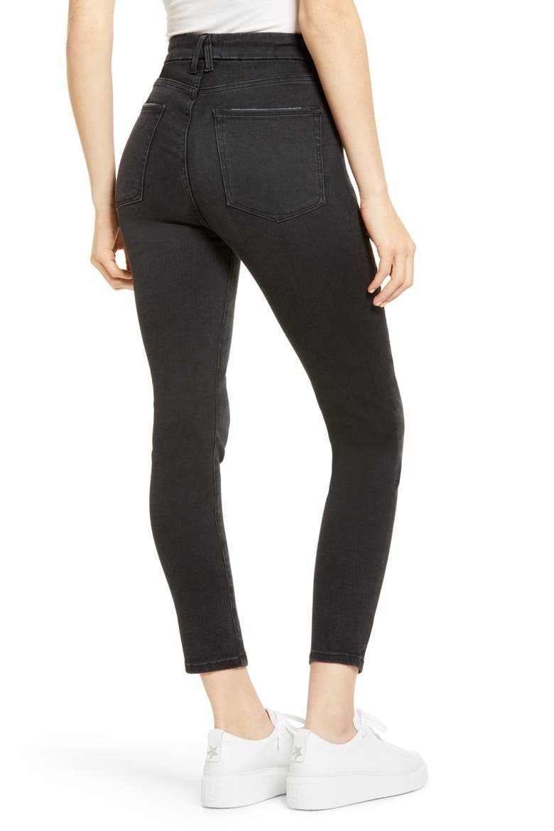 Good Waist Ripped High Waist Crop Jeans, Alternate, color, BLACK113