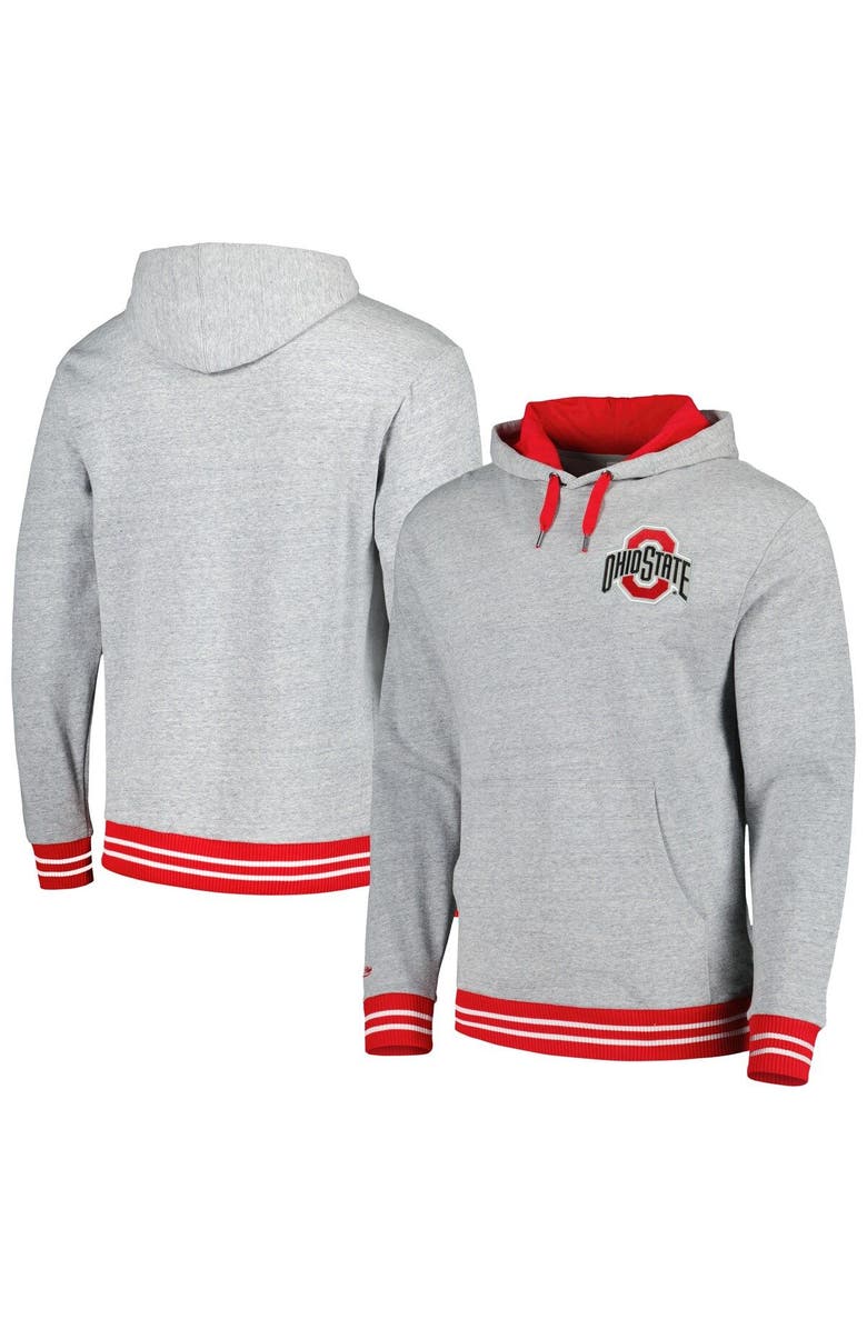 Mitchell & Ness Men's Mitchell & Ness Heather Gray Ohio State Buckeyes Pullover Hoodie, Main, color, Heather Gray