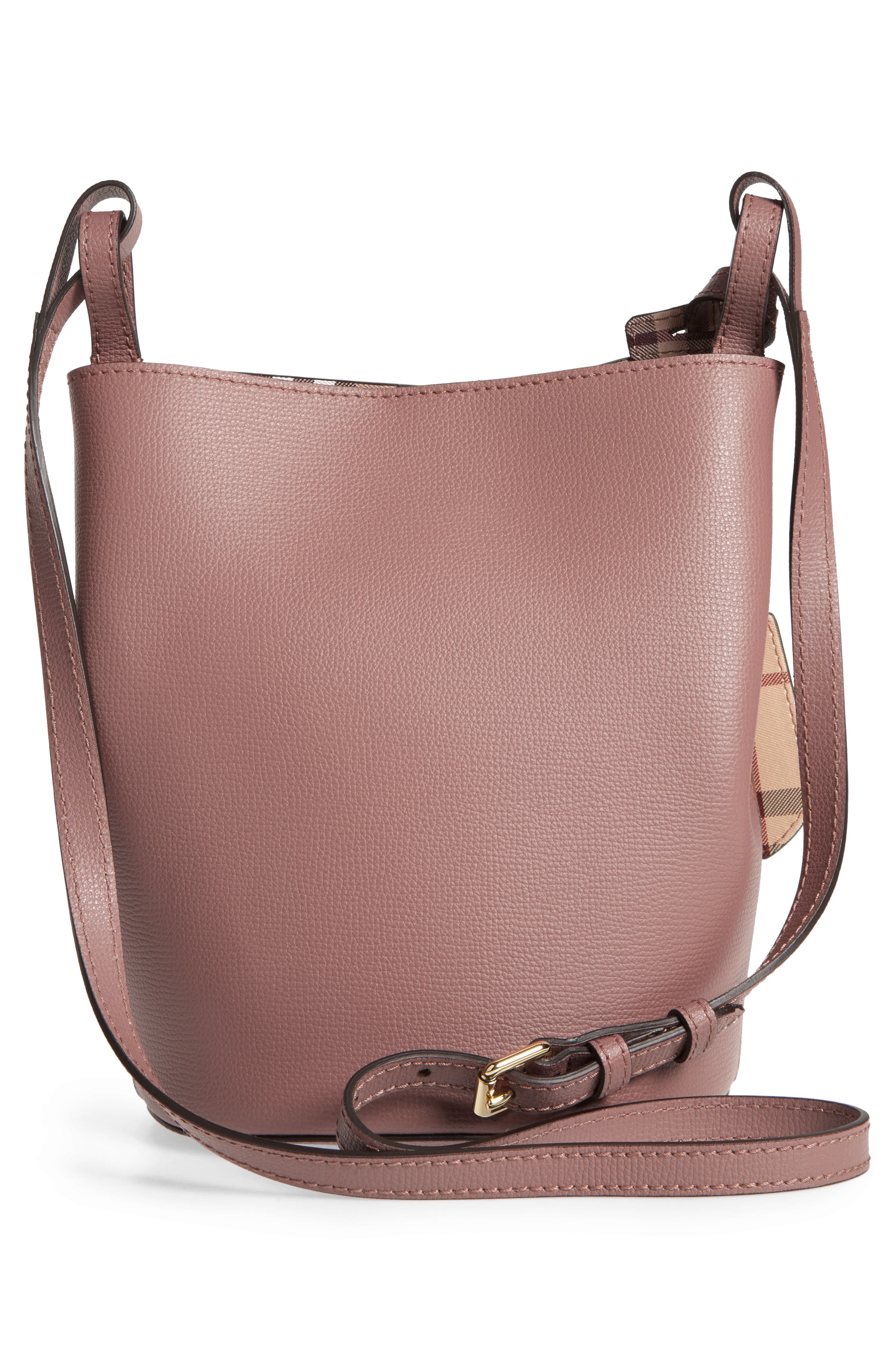 Burberry Small Lorne Leather Bucket Bag, Alternate, color, 