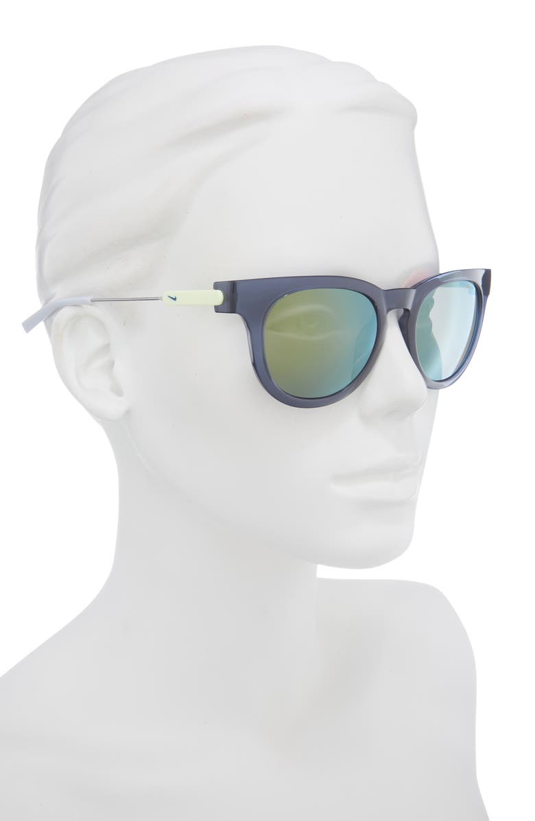 Nike Essence Round Sunglasses, Alternate, color, Diffused Blue / Yellow Mirror