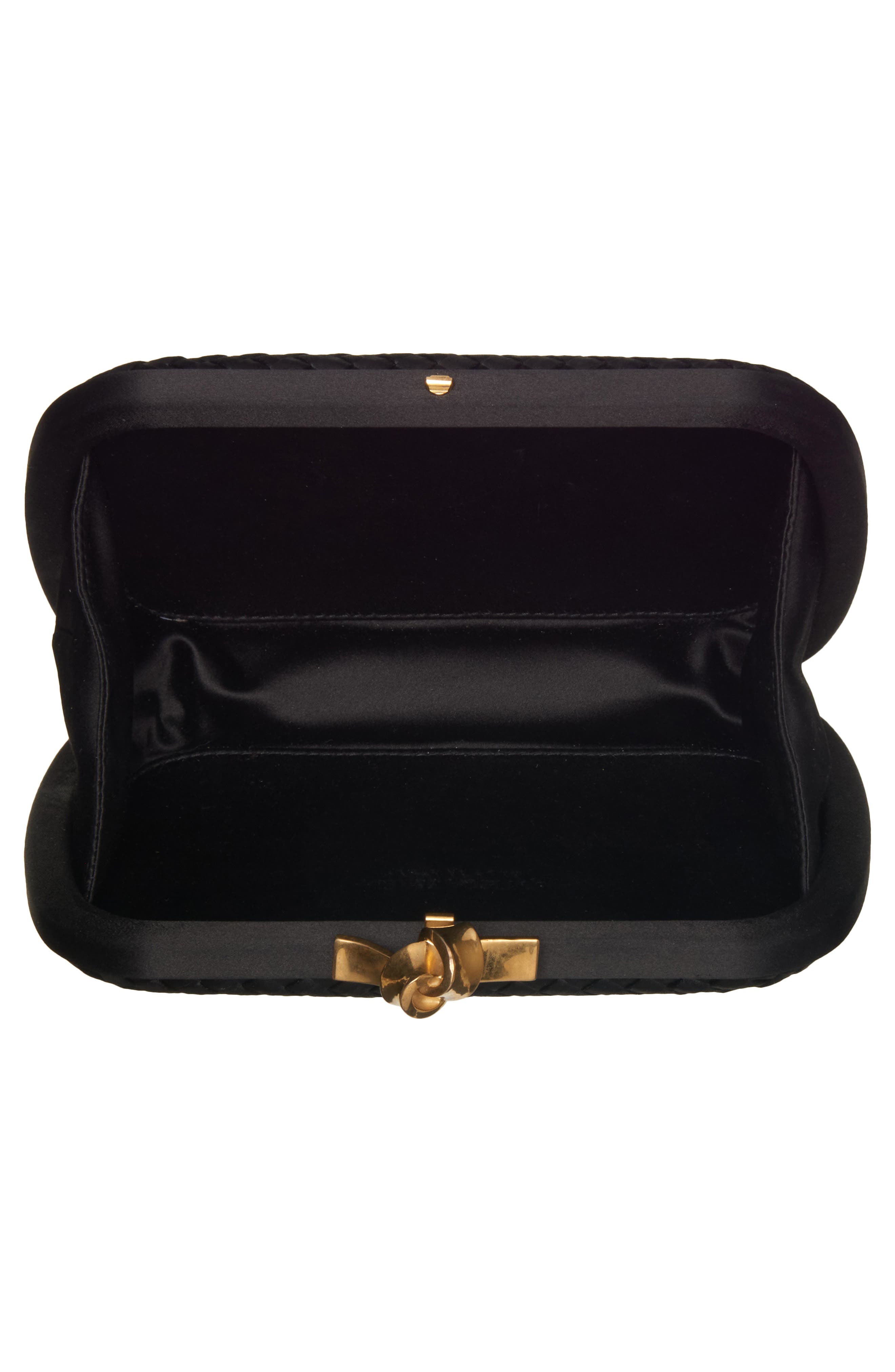 Bottega Veneta Knot Intreccio Satin Minaudière, Alternate, color, 1007 Black-Brass Vibrato