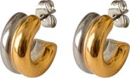 DLORIA Fusion Glow Mixed Metal Two Tone Huggie Earrings