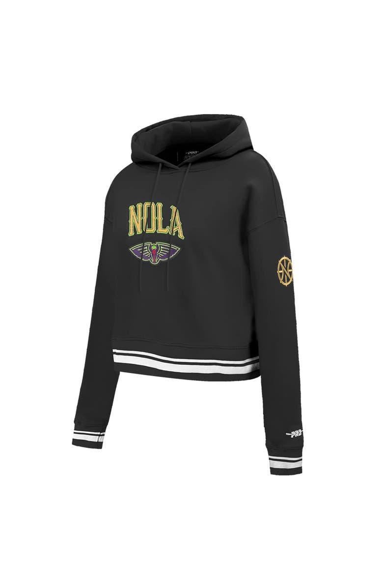 PRO STANDARD Women's Pro Standard Black New Orleans Pelicans 2024/25 City Edition Chenille Applique Cropped Pullover Hoodie, Alternate, color,