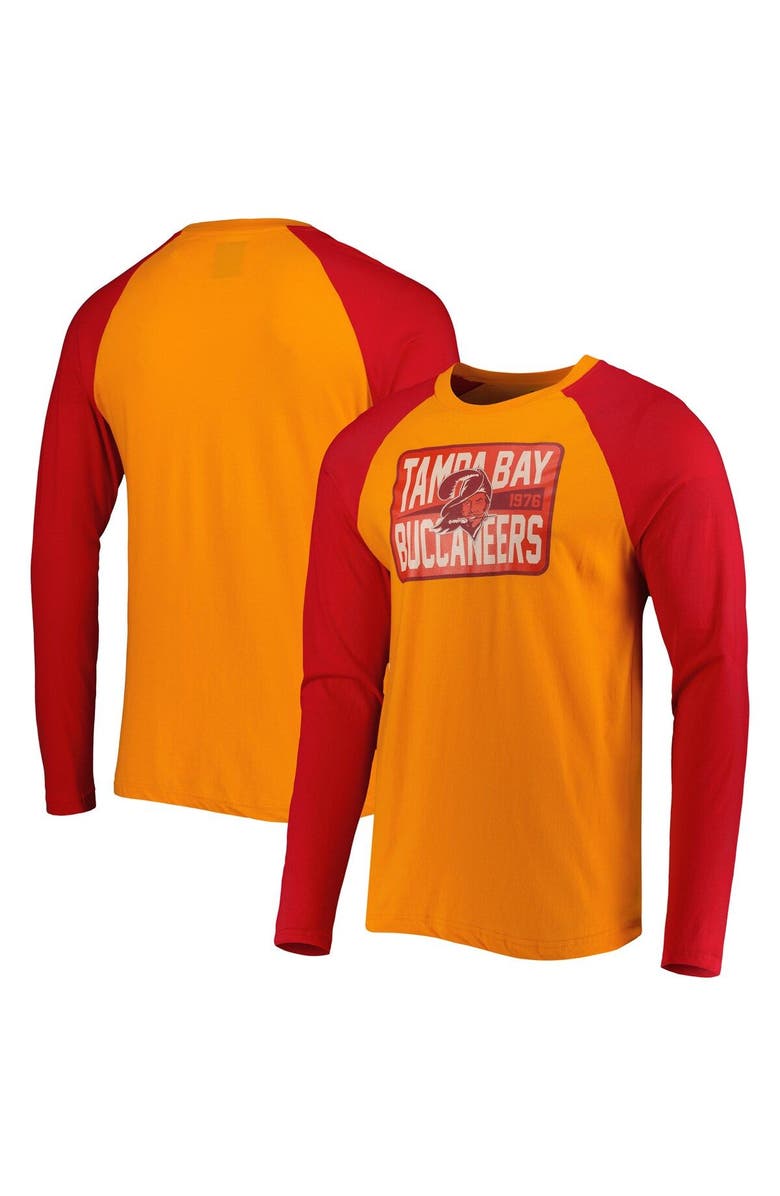New Era Men's New Era Orange Tampa Bay Buccaneers Throwback Raglan Long Sleeve T-Shirt, Alternate, color,