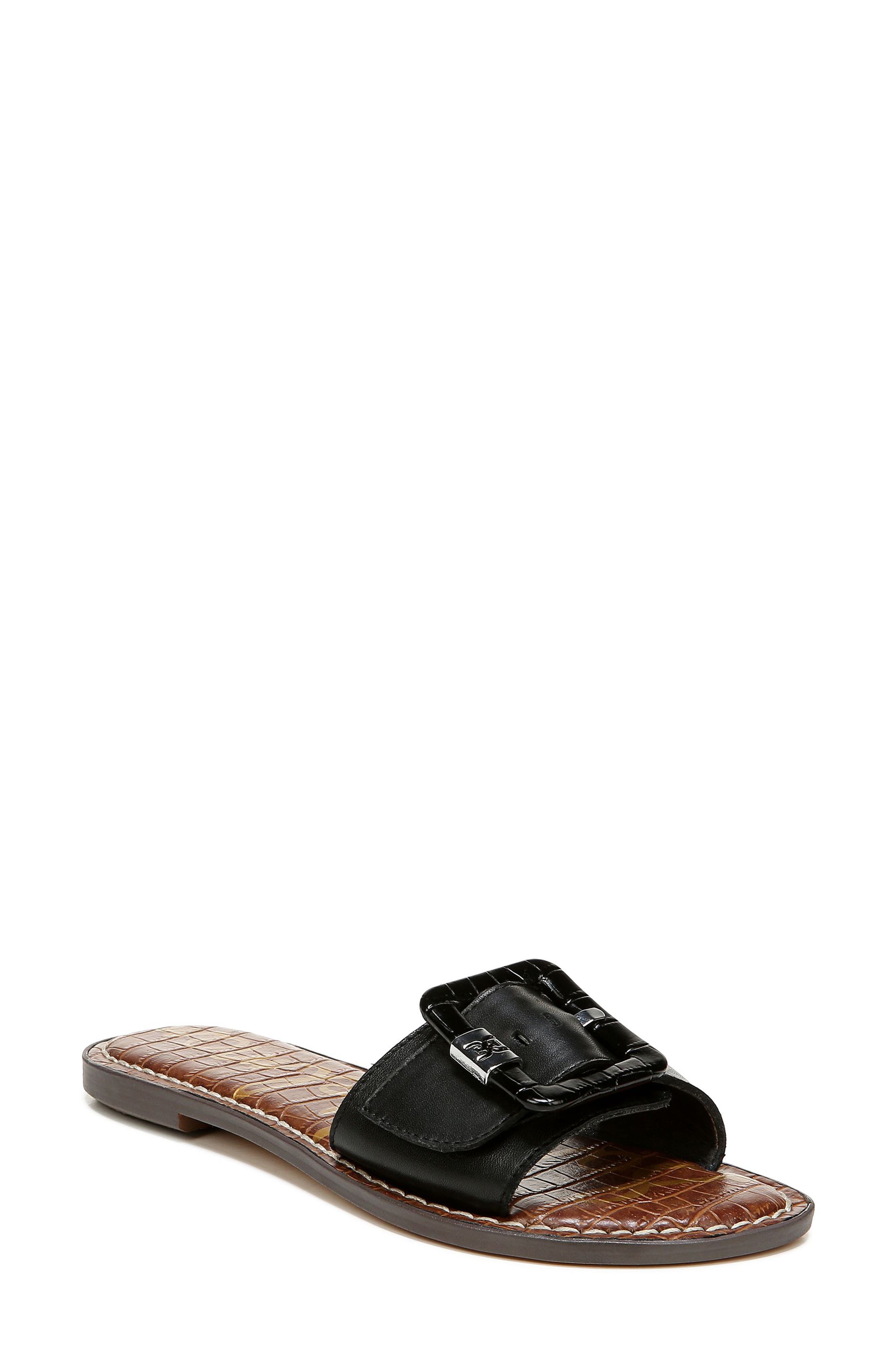 Granada Slide Sandal, Main, color, BLACK/ BLACK LEATHER