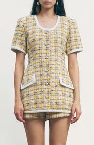 MAUDE CLUB Frances Longline Tweed Jacket