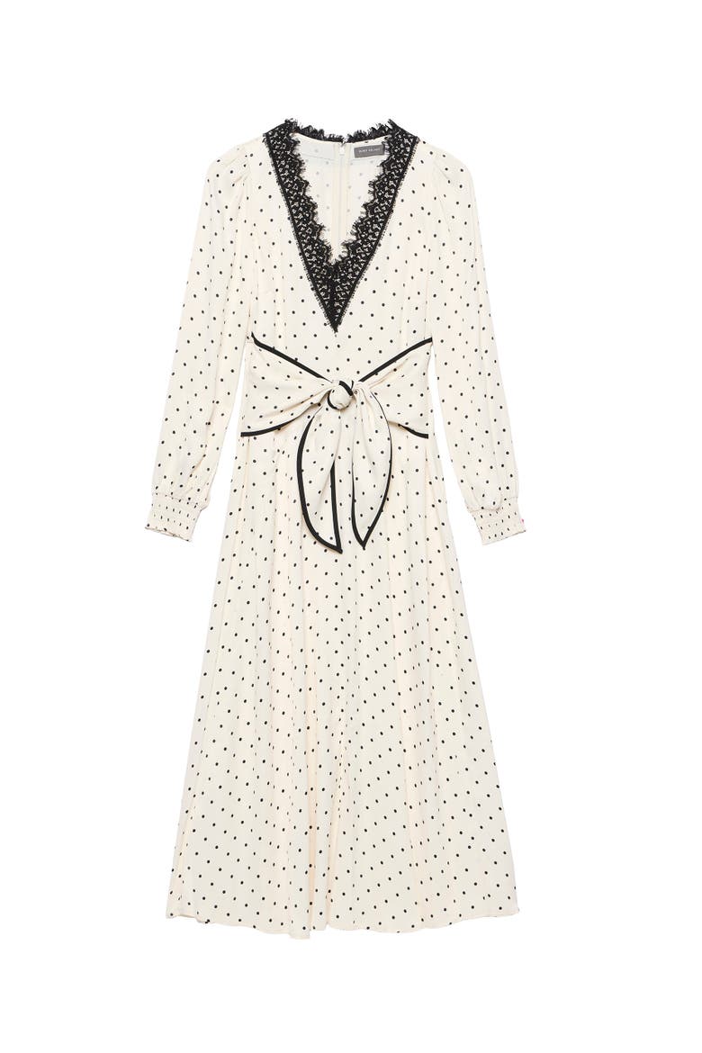 Polka Dot Tie Maxi Dress, Alternate, color, Cream