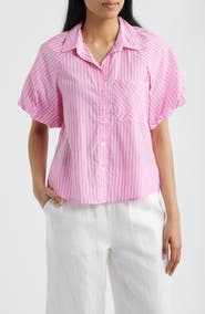 beachlunchlounge Biance Bubble Sleeve Button-Up Top