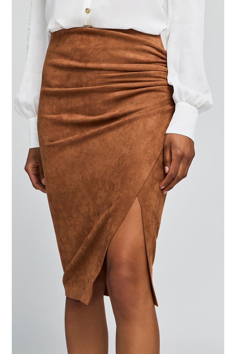 Gina Vegan Suede Skirt, Alternate, color, Tawny