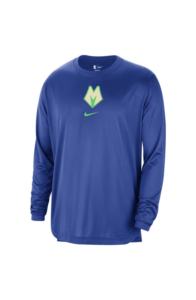 Nike Men's Nike Royal Milwaukee Bucks 2023/24 City Edition Authentic Pregame Performance Long Sleeve Shooting T-Shirt, Alternate, color, 
