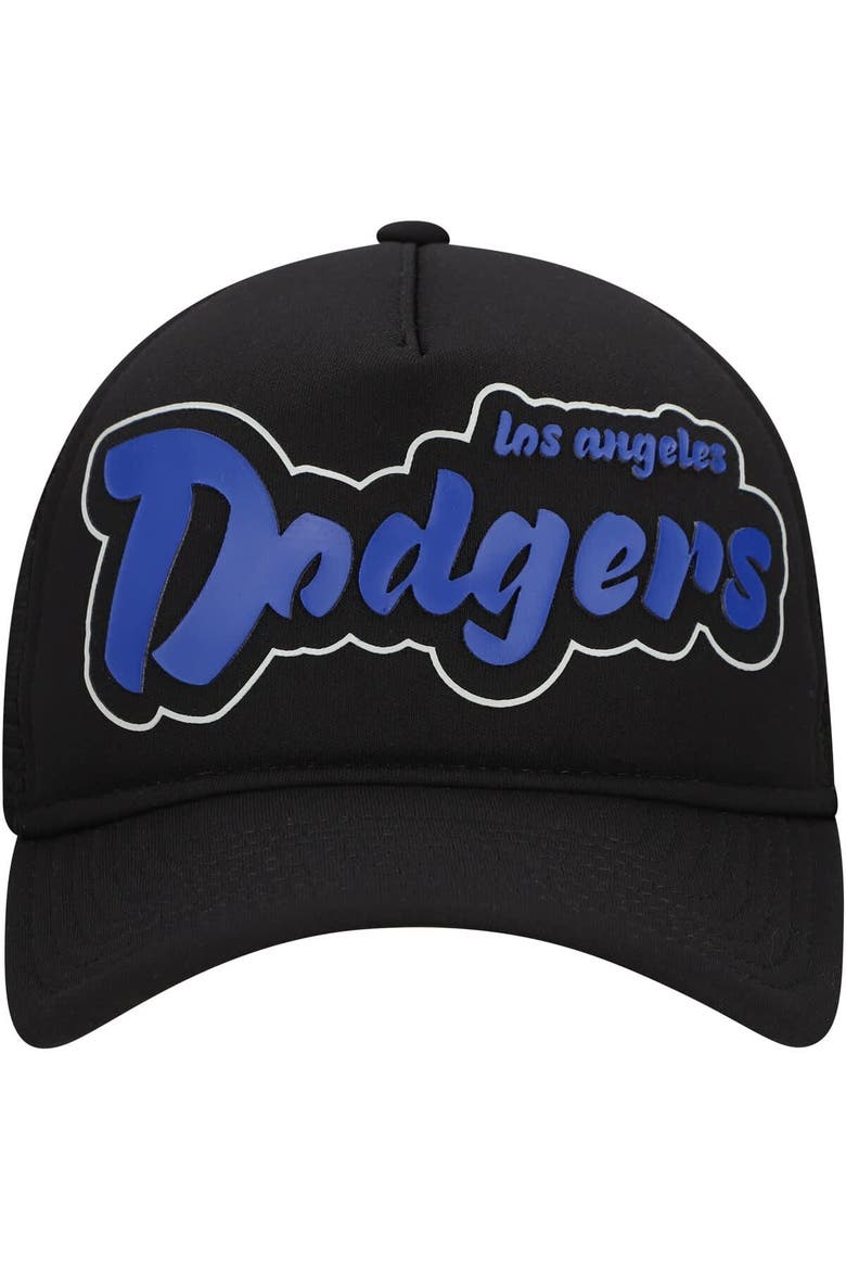 Men's New Era Black Los Angeles Dodgers Retro Bold A-Frame Trucker 9FORTY Adjustable Hat, Alternate, color, Black