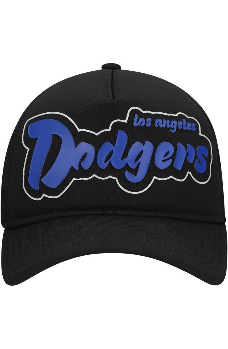 New Era Men's New Era Black Los Angeles Dodgers Retro Bold A-Frame Trucker 9FORTY Adjustable Hat, Alternate, color, Black