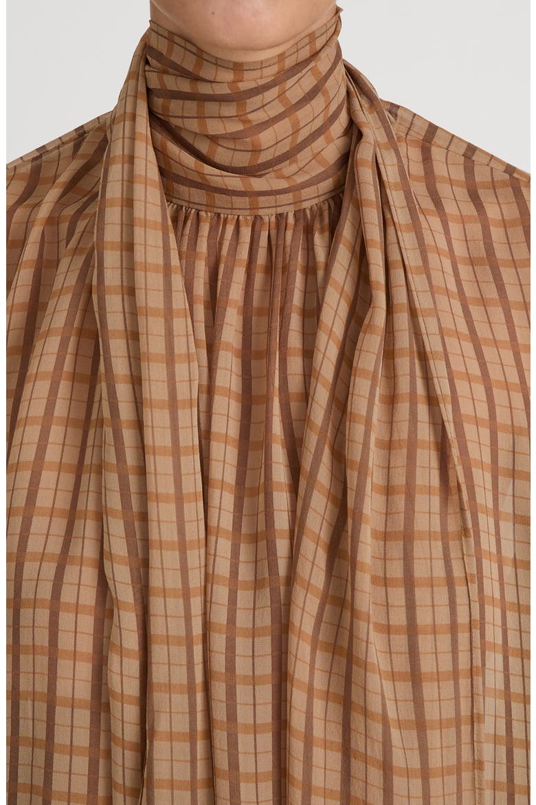 The Lantern Plaid Silk Top, Alternate, color, TAUPE MULTI PLAID
