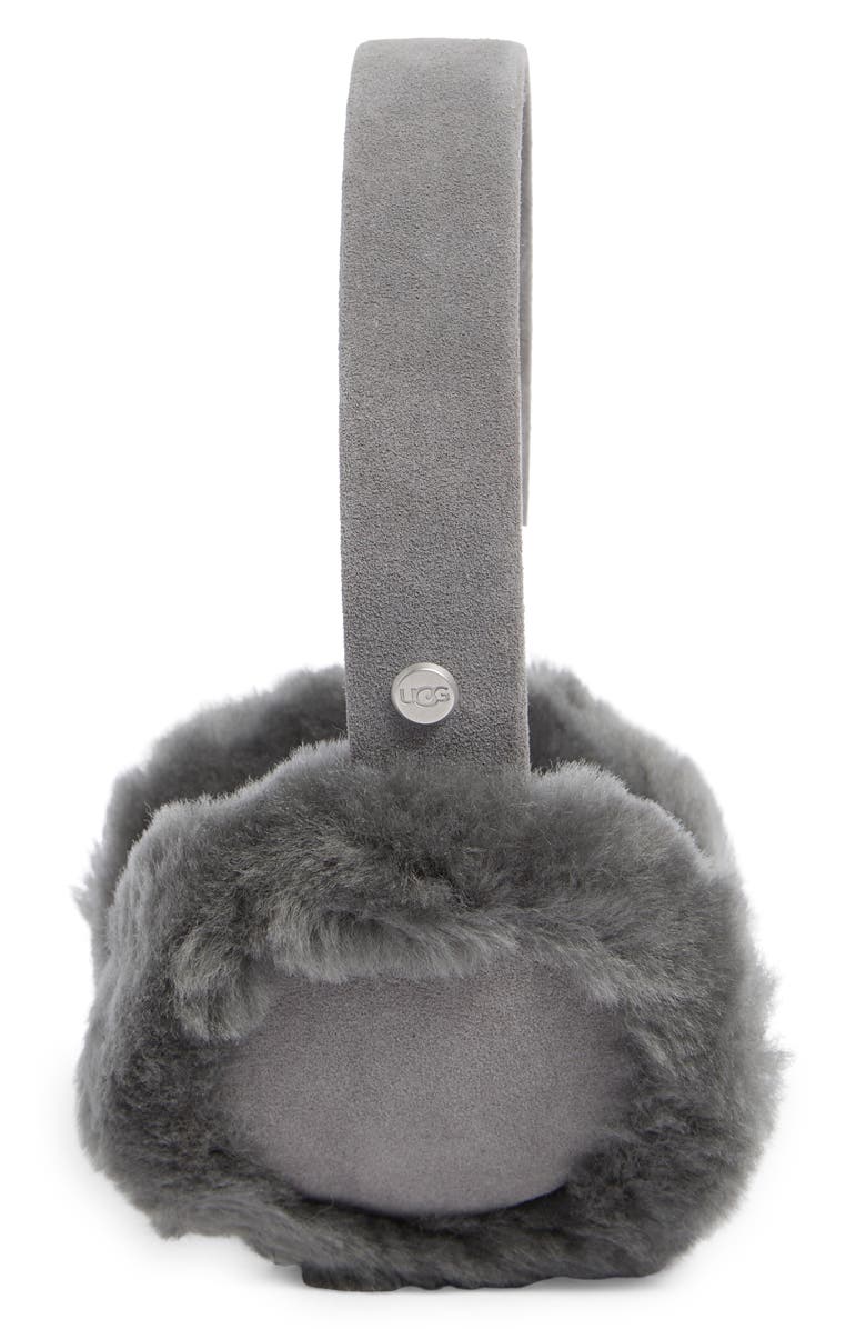 UGG<sup>®</sup> Genuine Dyed Shearling Classic Earmuffs, Alternate, color, Charcoal