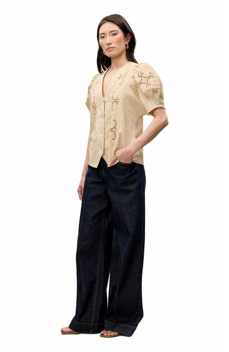 Rebecca Taylor Raquel Twill Shirt, Alternate, color, Latte