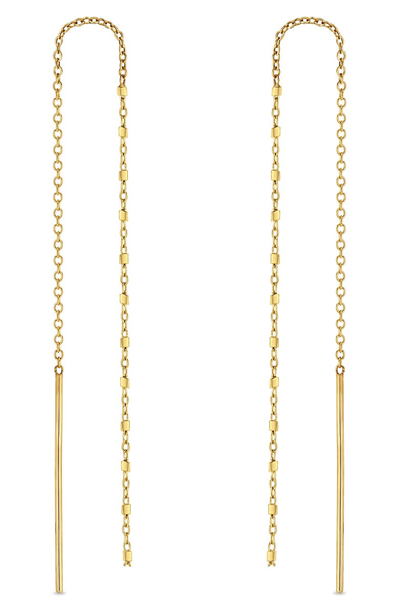Zoë Chicco Square Bead Chain Drop Threader Earrings, Main, color, Yellow Gold
