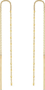 Zoë Chicco Square Bead Chain Drop Threader Earrings