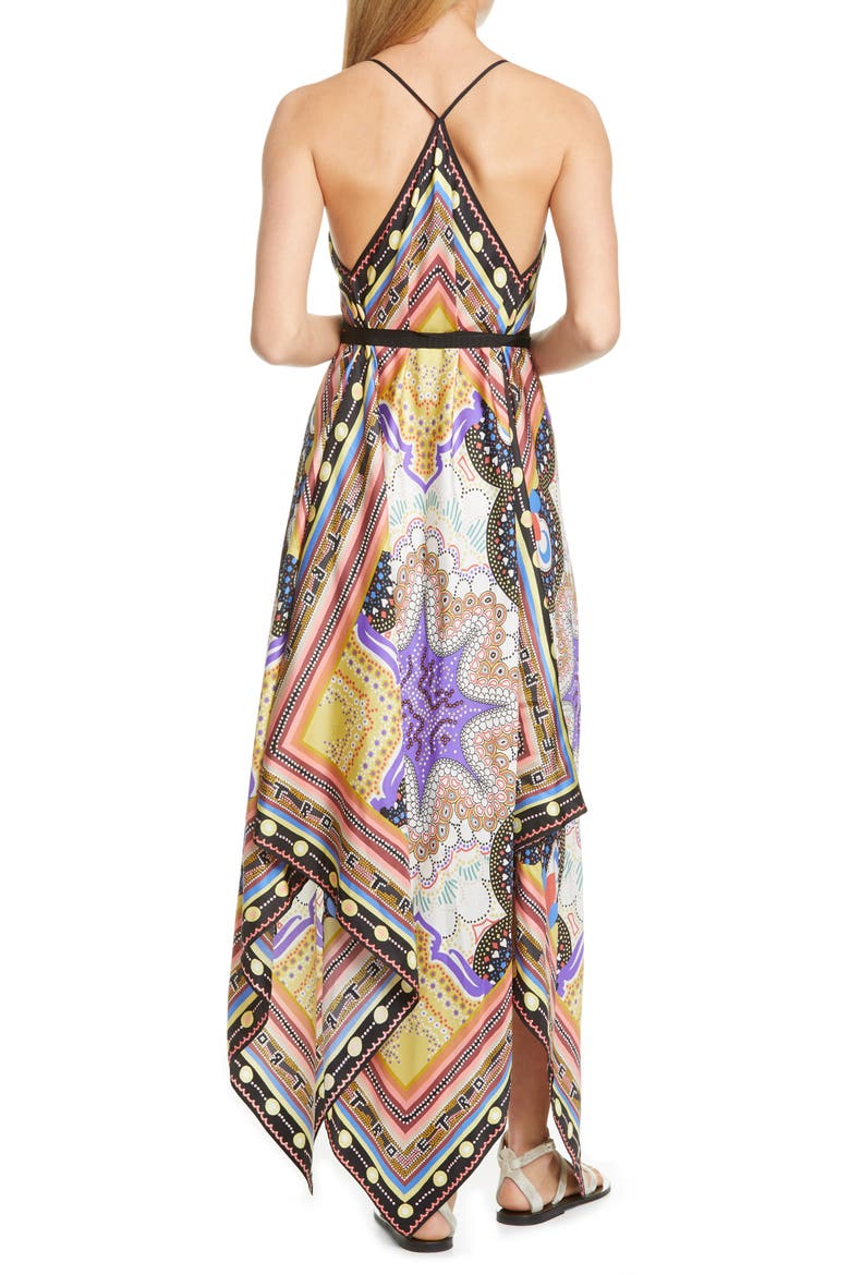 Handkerchief Hem Silk Cover-Up Dress, Alternate, color, BEIGE