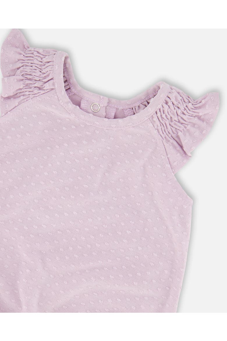 Jersey Flutter Sleeves Romper, Alternate, color, Lavender