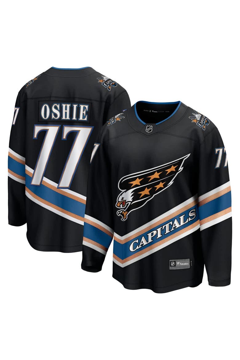 Men's Fanatics TJ Oshie Black Washington Capitals Alternate 50th Anniversary Premier Breakaway Player Jersey, Main, color, Black