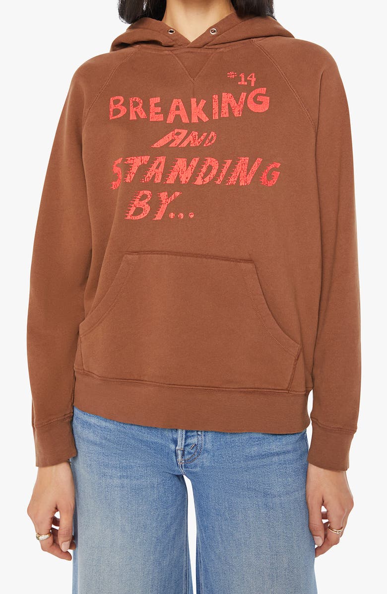 MOTHER Square Relaxed Fit Cotton Graphic Hoodie, Main, color, Breaking And Standing By