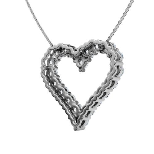 Bliss Diamond 1ct Diamond Heart Pendant 14k Gold Lab Grown 3/4" Tall Necklace In 14k White Gold