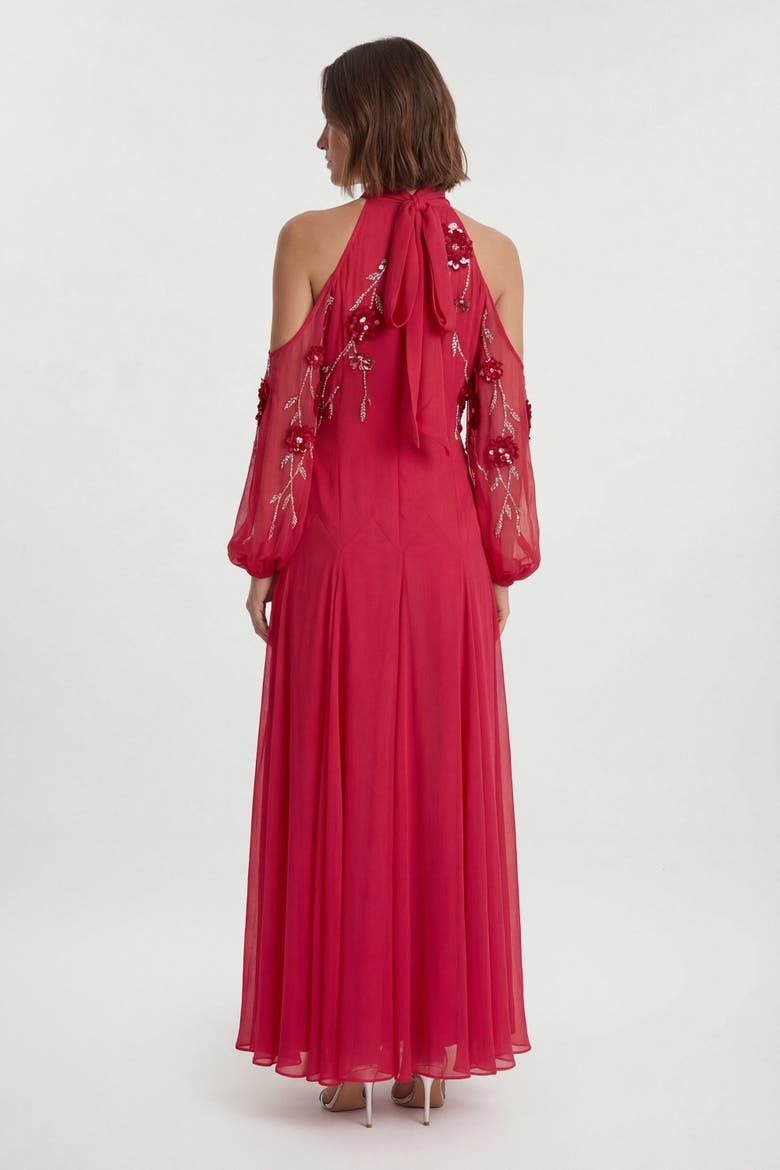 3D Floral Maxi Dress, Alternate, color, Hot Pink