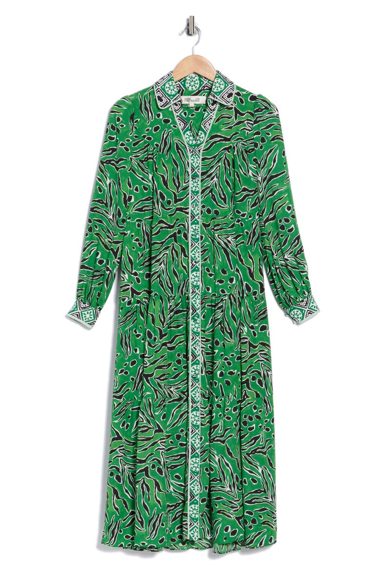 Alea Long Sleeve Shirtdress, Alternate, color, GREEN PAPER CUT OUT
