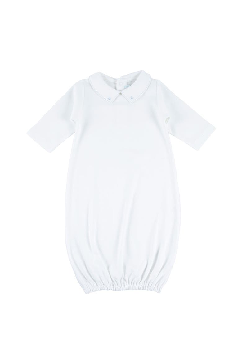 Embroidered Collar Day Gown, Main, color, White and Blue