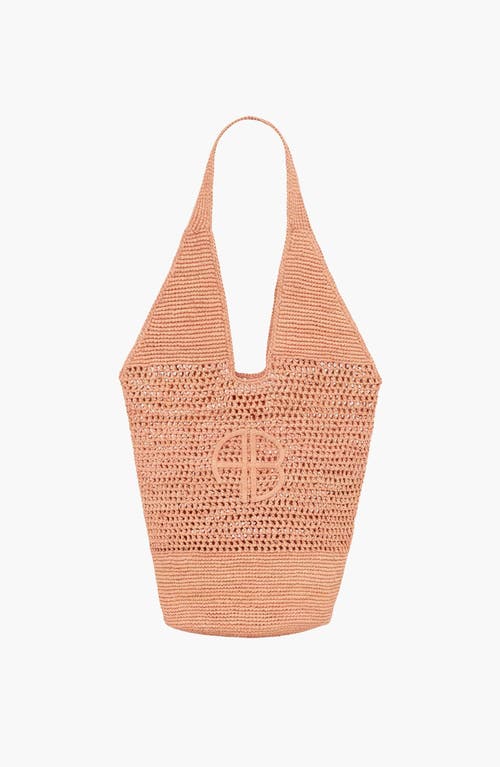 ANINE BING Leah Logo Hobo Raffia in Blush at Nordstrom