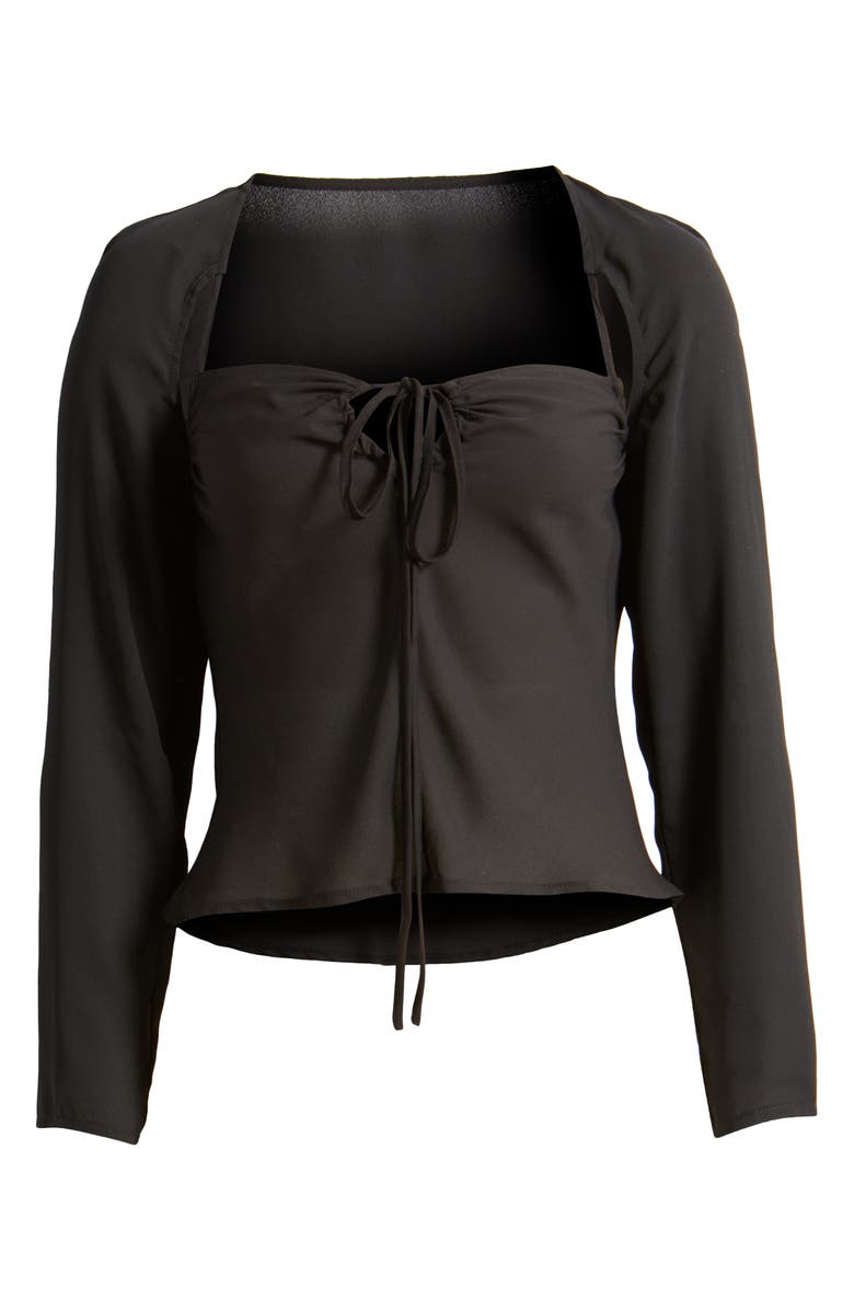 ASOS DESIGN Cutout Crop Blouse, Alternate, color,