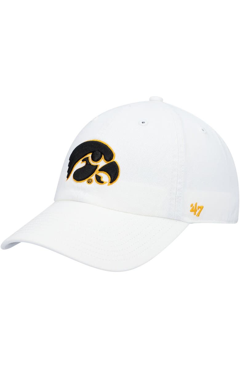 '47 Men's '47 White Iowa Hawkeyes Vintage Clean Up Adjustable Hat, Main, color,