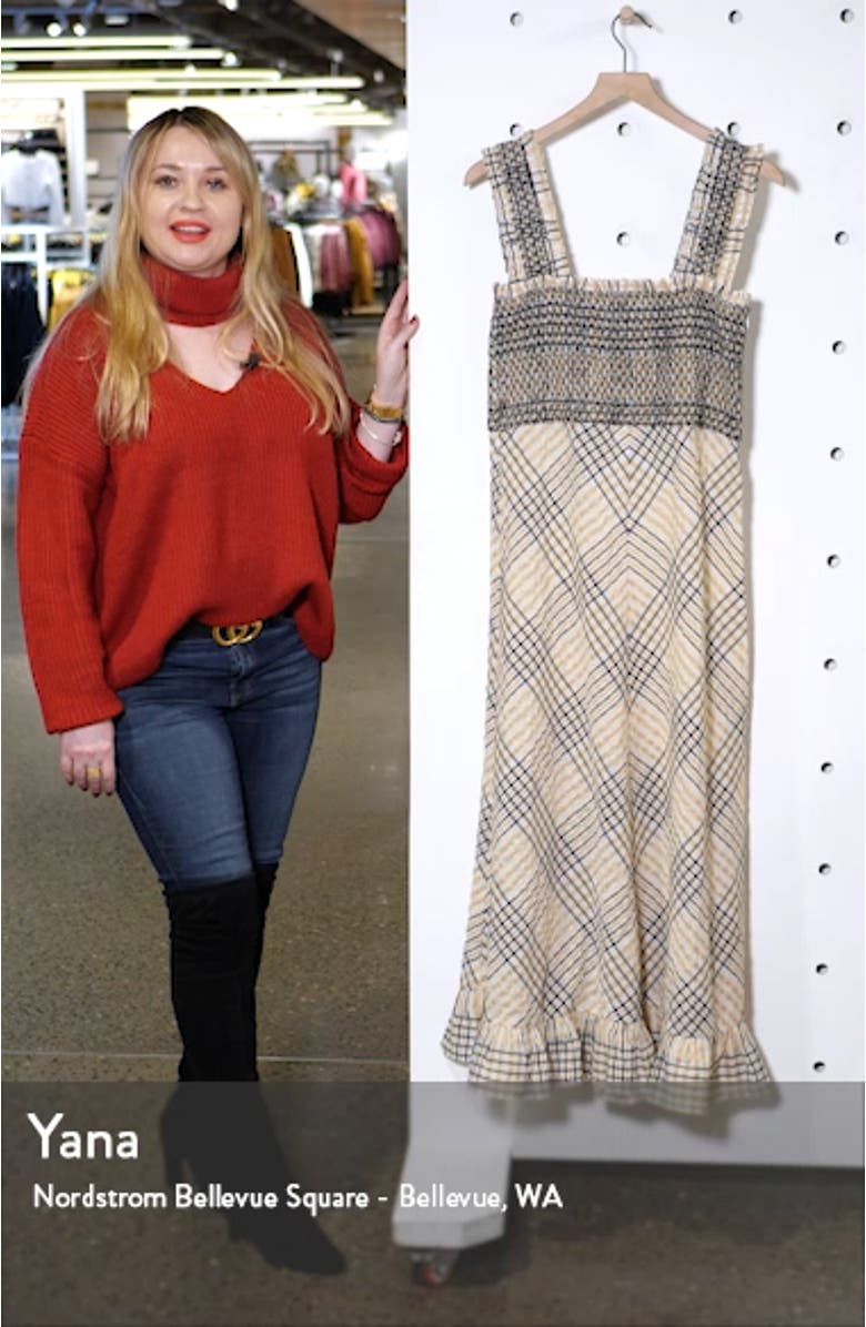 Check Seersucker A-Line Midi Sundress, sales video thumbnail
