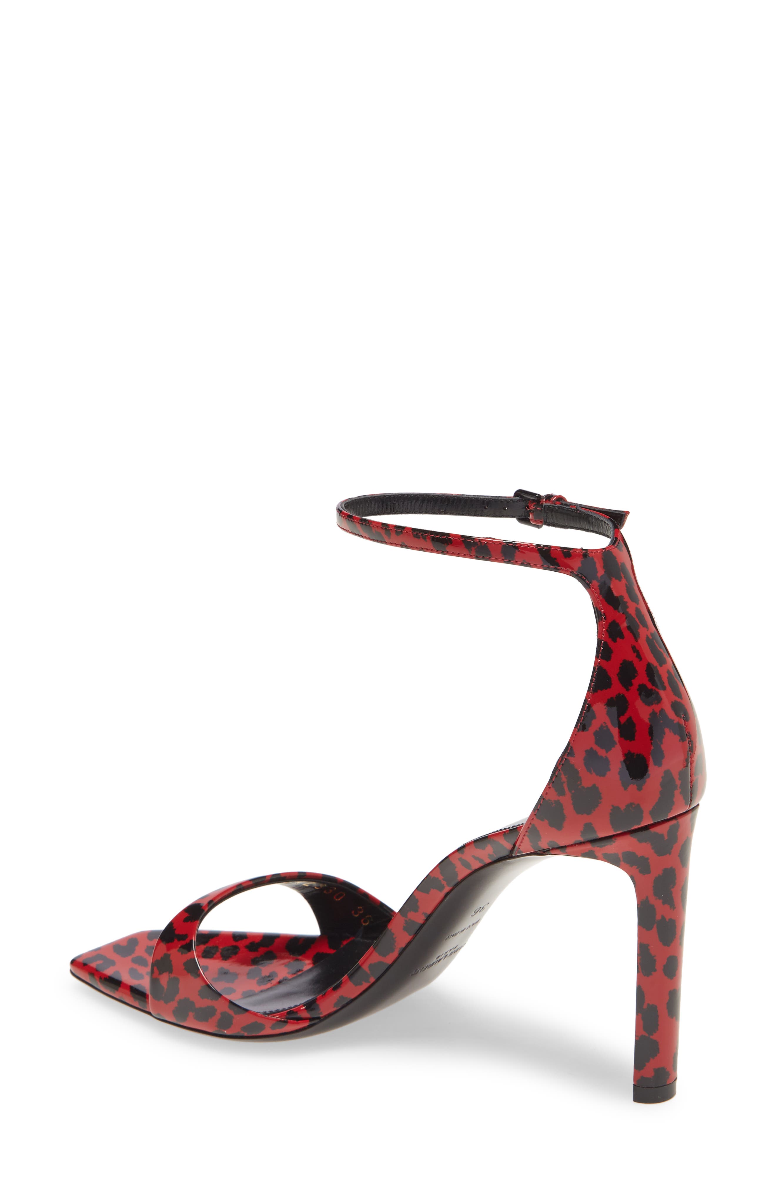 Saint Laurent Bea Leopard Print Ankle Strap Sandal, Alternate, color, 