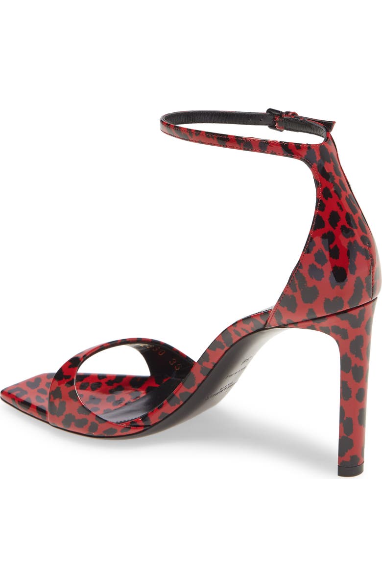 Saint Laurent Bea Leopard Print Ankle Strap Sandal, Alternate, color,
