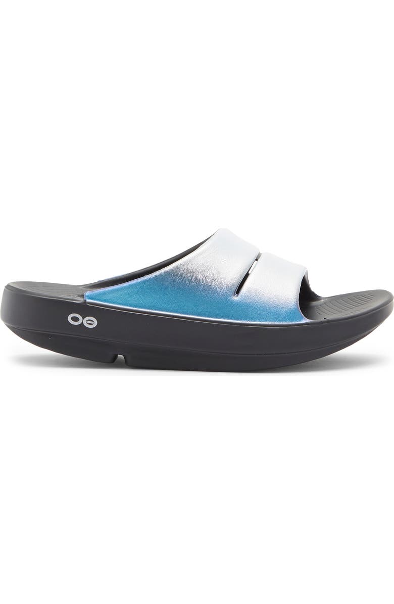 Oofos Ooahh Luxe Slide Sandal, Alternate, color, Black/ Frost