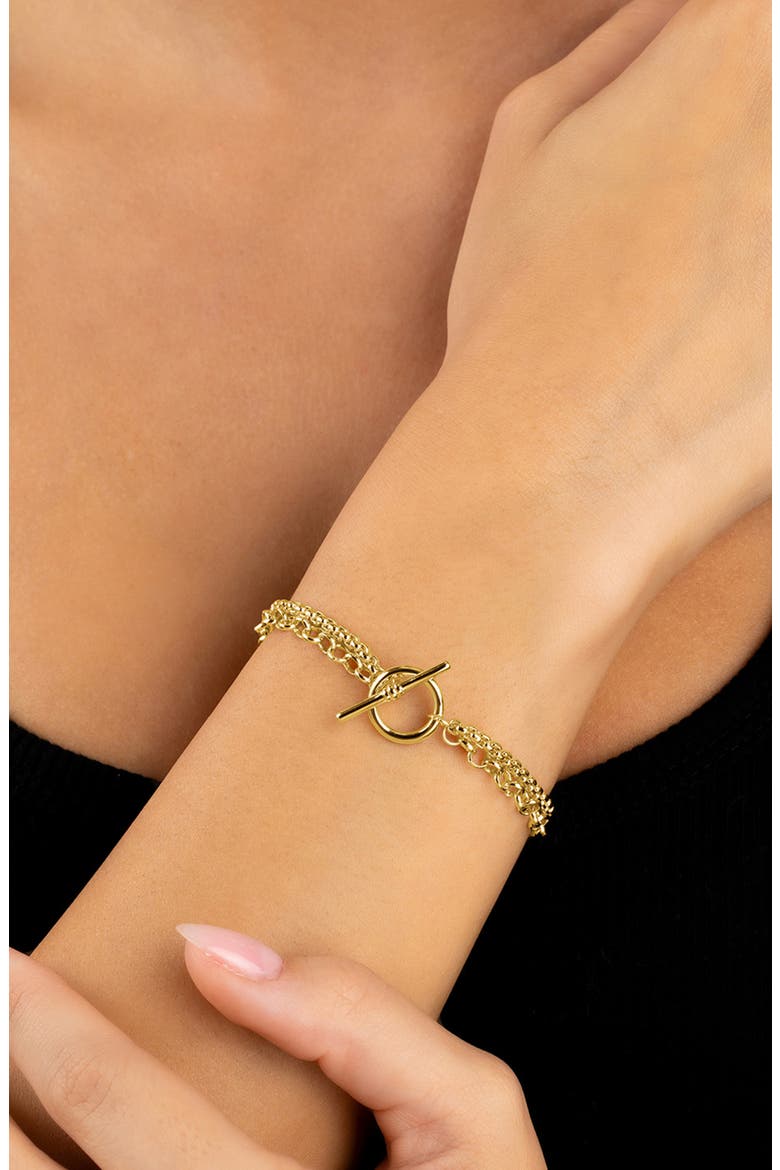 Anya Double Chain Toggle Bracelet, Alternate, color, GOLD